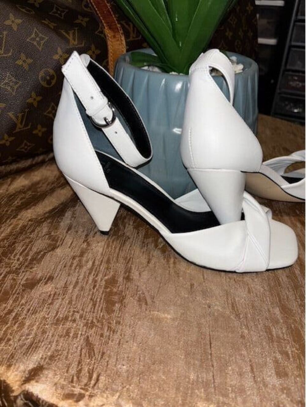 Marc Fisher Open Toe Cone Heels (White) W-7.5